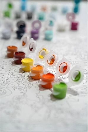 Sayılarla Boyama Seti Numaralı Tuval Fırça Boya Dahil Kasnaklı Set 50x70 Cm - MAVİ VAZO