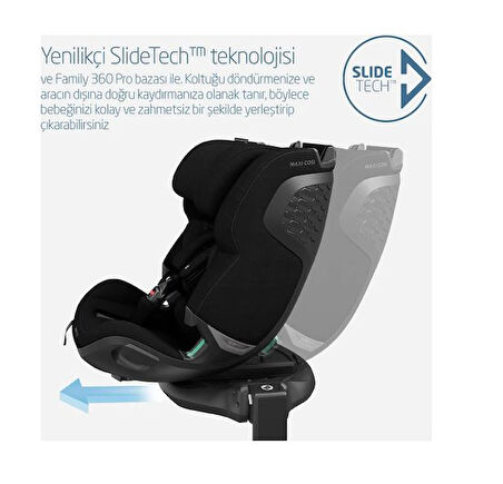 Maxi-Cosi Emerald 360 Pro I-Size Dünyanın Ilk Kızaklı, Araç Dışına Çıkabilen Isofix'li 360 Dönebilir Yatabilir 0-36 kg Bebek Oto Koltuğu