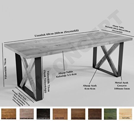 Ntconcept Mirna Doğal Ahşap Yemek Masası