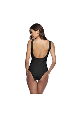 Yuvarlak yaka arka sırtı açık kadın mayo Beyaz ve siyah renkler