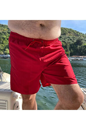 Erkek Büyük Beden Siyah Hızlı Kuruyan Kumaş Tek Arka Cepli Standart Boy Mayo Deniz Şortu