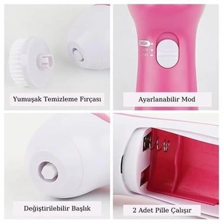 Pilli Yüz Cilt Temizleme Cihazı Siyah Nokta Peeling Fırça Seti Vücut Yüz Bakımı Masaj Aleti