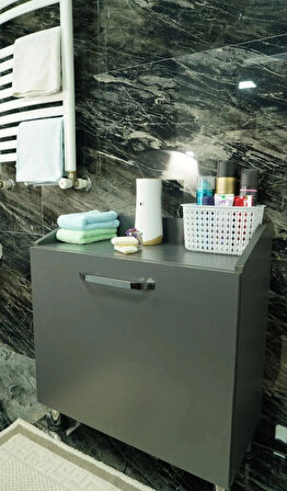 kirli çamaşır sepetli banyo dolabı 