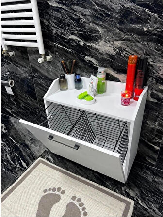 kirli çamaşır sepetli banyo dolabı 