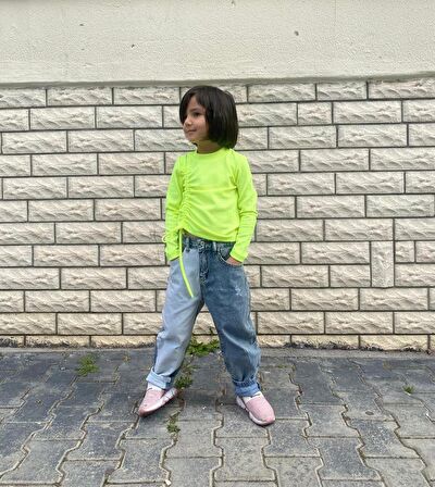 Minigimin Cicileri Yandan Büzgülü Sweat - Sarı