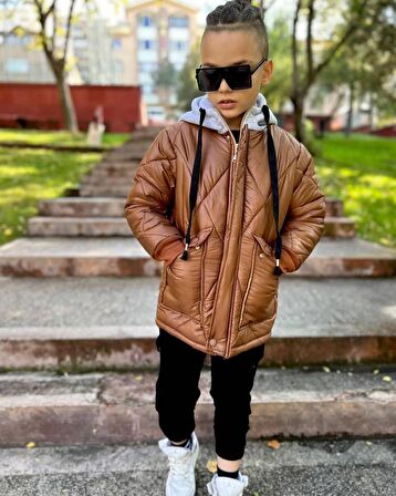 Minigimin cicileri cool boy elyaf dolgu çocuk mont - Taba