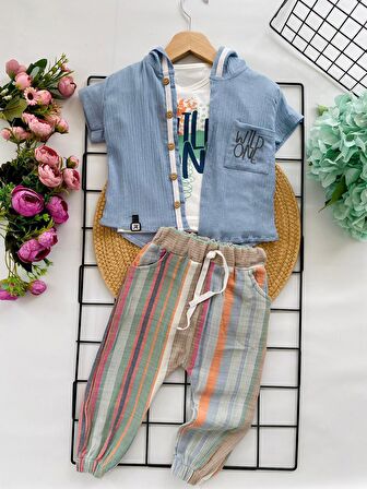 Miniğimin Cicileri Wıld One Baskılı 3 lü Erkek Takım - Mavi