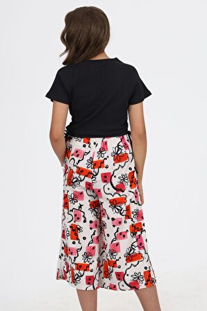 Miniğimin Cicileri 10-14 yaş beli lastikli geniş paça kapri