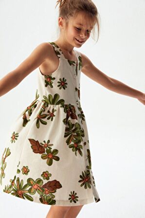 8-14 Yaş Bellis Kız Çocuk Elbise -Krem