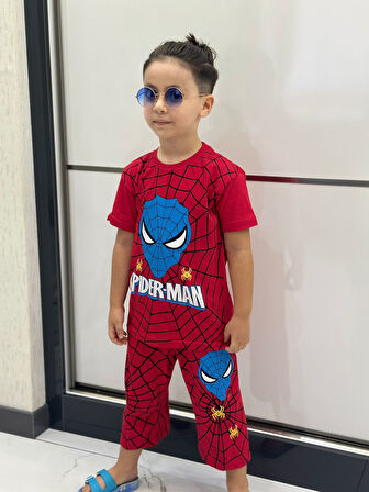 Miniğimin Cicileri Spider-Man Çocuk Kapri Takım - Kırmızı