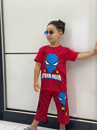 Miniğimin Cicileri Spider-Man Çocuk Kapri Takım - Kırmızı