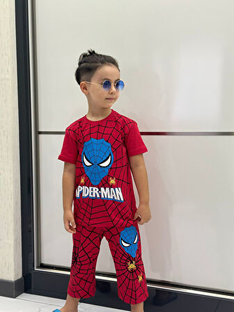 Miniğimin Cicileri Spider-Man Çocuk Kapri Takım - Kırmızı