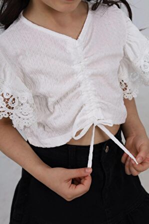 Miniğimin cicileri  büzgülü  krinkıl bluz kot etek