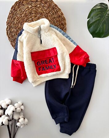 Minigimin Cicileri Bebek Peluş Kışlık Erkek Bebek Takım - Kırmızı