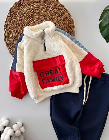 Minigimin Cicileri Bebek Peluş Kışlık Erkek Bebek Takım - Kırmızı