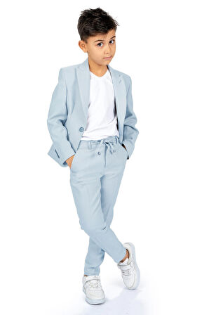 Miniğimin Cicileri Gofre Erkek Çocuk Spor 3 lü Ceketli Takım - Açık Mavi