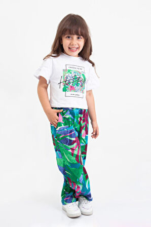 Miniğimin Cicileri (6-9) Happy Desen Kız Çocuk 2'li Takım - Beyaz