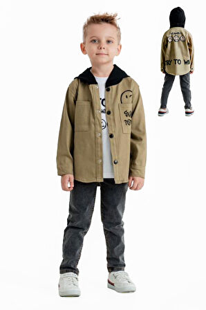 Miniğimin Cicileri Smile Today 3 Lü Erkek Çocuk Keten Takım - Haki