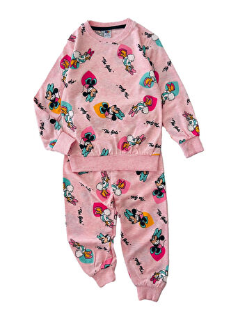 Miniğimin Cicileri Minnie&Daisy Karakterli Penye Pijama Takımı - Pembe