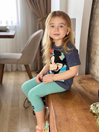 Miniğimin Cicileri Minnie Garni Fitilli Kapri Takım - Yesil