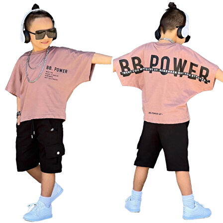 Miniğimin Cicileri Bb Power Oversize  Pamuklu Penye Erkek Çocuk  Takım - Vizon