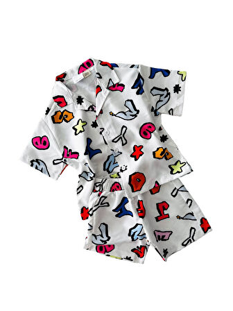 Miniğimin Cicileri Harf Baskılı Gömlekli Unisex Çocuk Takım - Beyaz