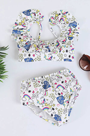 Miniğimin Cicileri 2li Desenli Kız Çocuk Bikini Mayo - Çok Renkli