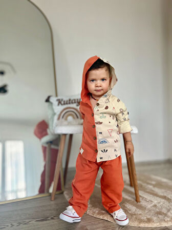 Miniğimin Cicileri Müslim Gömlek Pantolon Erkek 2 li Takım - Oranj