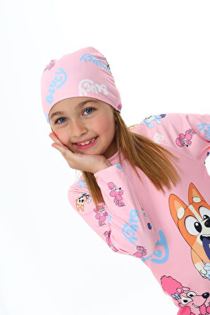 Miniğimin Cicileri Blue Karakterli Uzun kol Boneli Kız Çocuk Mayo - Pembe