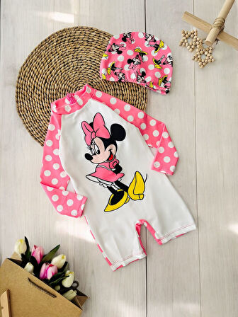 Miniğimin Cicileri Puantiyeli Mnn Boneli Kız Çocuk Mayo - Pembe