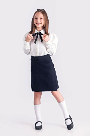 Miniğimin Cicileri Beli Lastikli Okul Kız Çocuk Şort Etek - Lacivert