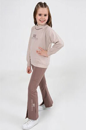 Miniğimin Cicileri Size Balıkçı Yaka Spor Kız Çocuk Takım - Bej