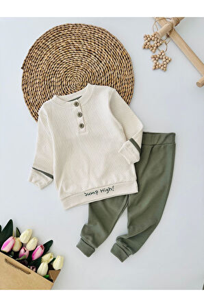 Jump High Düğmeli Erkek Bebe Takım - Yeşil