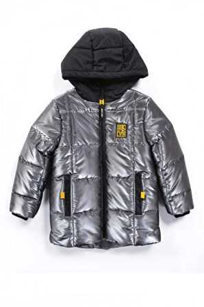 Miniğimin Cicileri (6-9 yaş) Parlak Materyal Kapitone İçi Welsoft Mont Erkek Çocuk - Antrasit