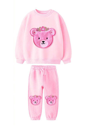 Miniğimin Cicileri Teddy Bear Peluş Nakış Kız Çocuk Takım - Pembe