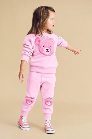 Miniğimin Cicileri Teddy Bear Peluş Nakış Kız Çocuk Takım - Pembe