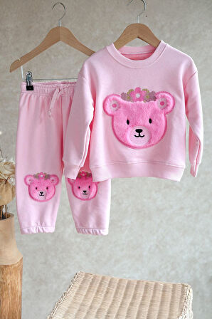 Miniğimin Cicileri Teddy Bear Peluş Nakış Kız Çocuk Takım - Pembe