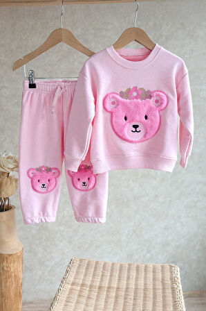 Miniğimin Cicileri Teddy Bear Peluş Nakış Kız Çocuk Takım - Pembe