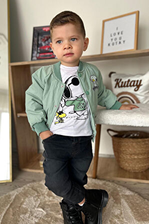 Miniğimin Cicileri Karakter Baskılı Ceketli Erkek Çocuk 3 Lü Takım - Yeşil