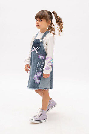 Miniğimin Cicileri Sevimli Tavşancık Baskılı Kot Jile Takım - Mavi