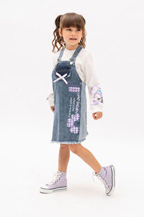 Miniğimin Cicileri Sevimli Tavşancık Baskılı Kot Jile Takım - Mavi