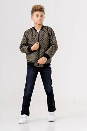 Miniğimin Cicileri LV Çift Tafarlı Kapitone Montlu Erkek Çocuk 3 Lü Takım - Haki