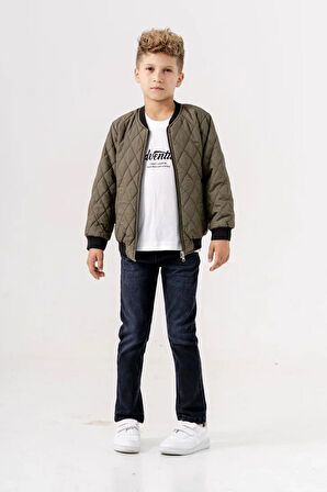 Miniğimin Cicileri LV Çift Tafarlı Kapitone Montlu Erkek Çocuk 3 Lü Takım - Haki