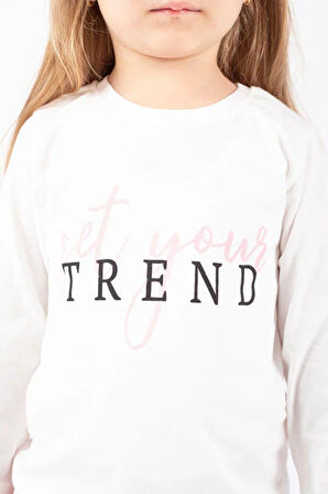 Miniğimin Cicileri Trend Baskılı Gabardın Ceketli Kız Çocuk 3 lü Takım - Gül Kurusu