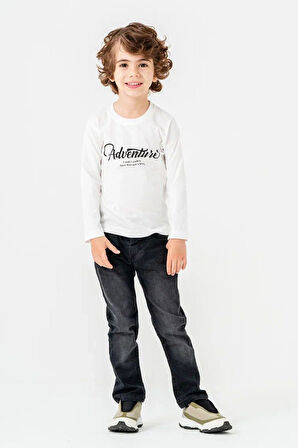 Miniğimin Cicileri Deri Ceketli Adventige Baskı 3 Lü Erkek Çocuk Takım - Siyah