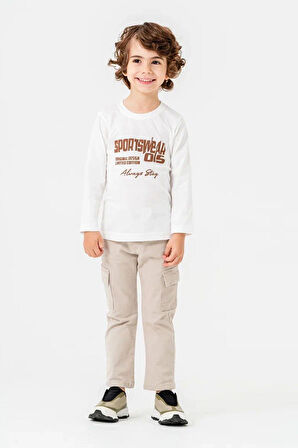 Miniğimin Cicileri Cepli Deri Montlu Erkek Çocuk Kapüşonlu 3 lü Takım - Kahverengi