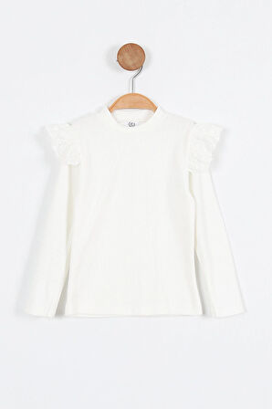 Miniğimin Cicileri Askılı Taş Düğme Detaylı Tulum ve Fırfırlı Beyaz Bluz Kız Çocuk Takım - Pembe