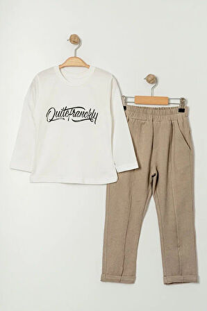 Miniğimin Cicileri Keten Ceketli Çimalı Erkek Çocuk 3 Lü Takım - Toprak