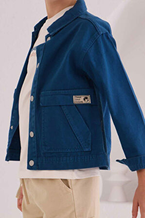 Miniğimin Cicileri Basic Kargo Cepli Erkek Çocuk Ceketli Lüx 3 lü Takım - MaviBej