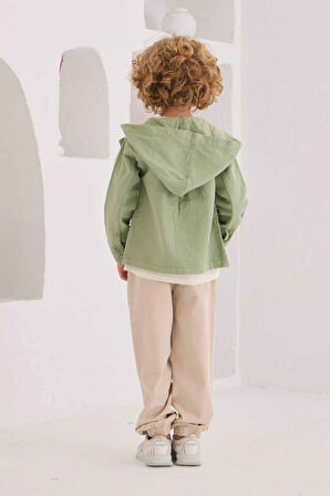 Miniğimin Cicileri Basic Kapüşonlu Cepli Ceketli Erkek Çocuk Lüx 3 lü Takım - Yeşil